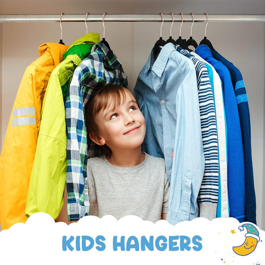  Kids Velvet Hangers Non-Slip Clothes Hangers, 11.8