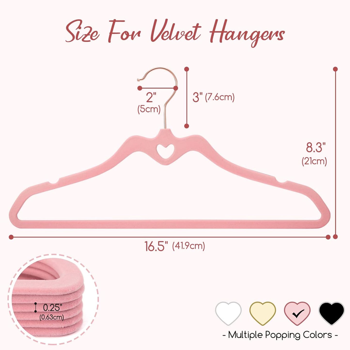 HOUSE DAY 16.5 Inch Velvet Hangers Pink 60 Pack